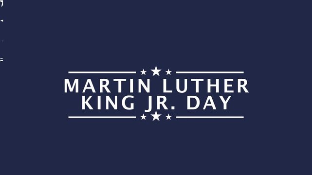 Minimalist Martin Luther King Jr Day Title Graphic on Dark Blue Background