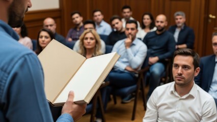 People listening to a presentation inside a room