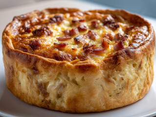 Savory quiche lorraine with a golden crust baking