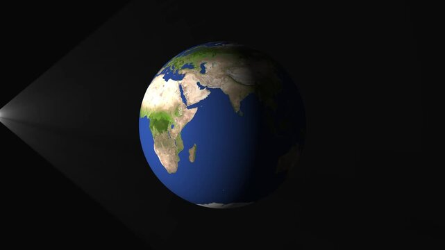 earth planet texture sphere earth animation and earth lighting background, Video animation of the planet earth, With Sun lite. 4 k animation video.