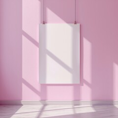 Minimalist Blank Vertical Poster Mockup on Wall