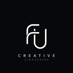 FU Abstract  Monogram Logo Design. This logo is designed with a combination of two line letters F and U  © Mahamud