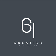 GI Abstract  Monogram Logo Design. This logo is designed with a combination of two line letters G and I 