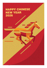 Chinese New Year 2026 Celebration with Horse Illustration Festive Greetings Year of the Horse Design Abstract Background