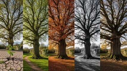The rhythmic dance of seasons painted on the canvas of a solitary tree transformation