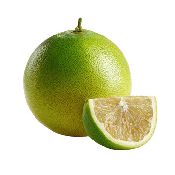 Vibrant Citrus Fruit with Juicy Wedge Against Black Background