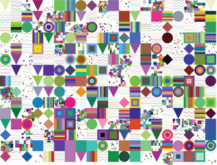 Colorful abstract geometric shapes and patterns seamless background design