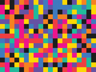 Colorful abstract geometric pattern with vibrant squares and rectangles