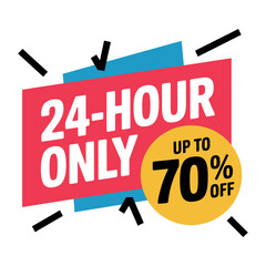 24-hour only sale offers up to 70% off on selected items.