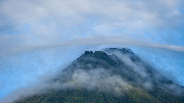 Clear View of a Majestic Arenal Volcano Seen from Monteverde in the Tropical Highlands of Costa Rica