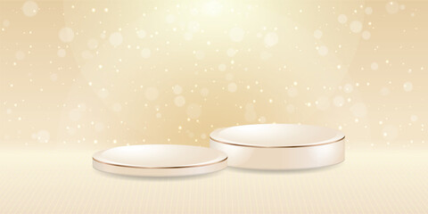 Futuristic 3D Blue Podium with golden strip podium, Perfect for Technology Concept, Product Display, Mockup, Showroom Showcase, and Modern Design Scene