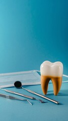 tooth anatomy on blue background.
