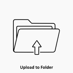 Uploading files to folder icon in minimalist outline style  