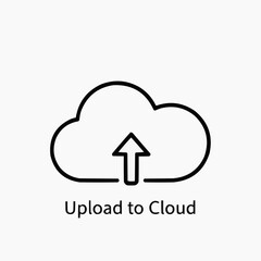 Cloud storage icon with upload arrow and simple line design  