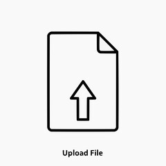Outline of document with upload arrow on white background  