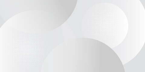 Abstract background with circles and halftone dots pattern. Grey and white backdrop. vector