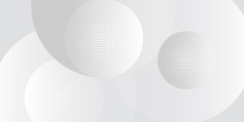 Abstract background with circles and halftone dots pattern. Grey and white backdrop. vector