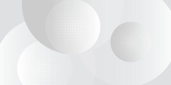 Abstract background with circles and halftone dots pattern. Grey and white backdrop. vector