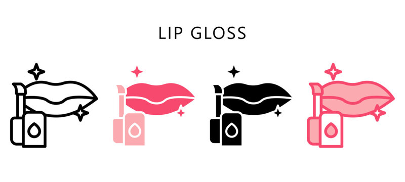 Lip Gloss Multi Style Icon. Mini Illustration Relate To Personal Care. Use For Modern Concept, Ui, Ux Web And App Development.