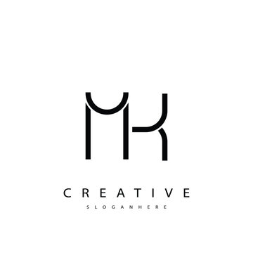 MK Abstract  Monogram Logo Design. This logo is designed with a combination of two line letters M and K 