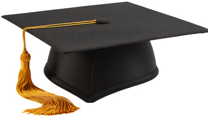 Graduate cap hat with tassel isolated in high resolution png style with clean transparent background feel, crisp cutout ideal for education designs, graduation invitations, stickers, posters.