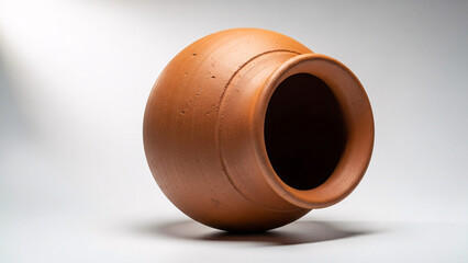 Traditional terracotta pot, rustic clay jug, isolated on transparent background, kitchenware