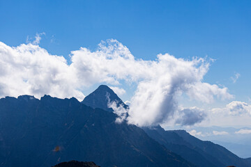 Steep rocky ridge and alpine slope near Zawrat Pass in the Tatra Mountains