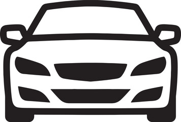 Obraz premium Black and white line of a car front view with headlights and grille also transparent background automobile