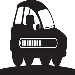 A black silhouette of a car with a charging bar displayed on the side of the vehicle icon image