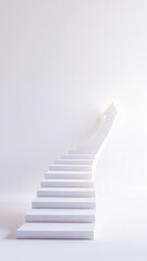 White Staircase Morphing into an Arrow Symbolizing Growth and Progress in a Clean Minimal Scene