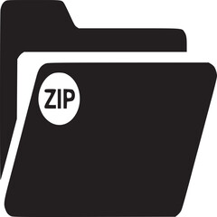 A black zip folder icon on a white background representing compressed files and digital archiving tools