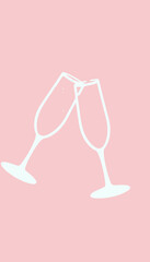 Celebratory Champagne Glasses Clinking with Golden Bubbles on a Pink Background, Symbolizing Joyful Occasions and Festive Celebrations