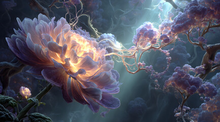 Brain psychology mind soul and hope concept art, 3d illustration, surreal artwork, imagination painting, conceptual idea