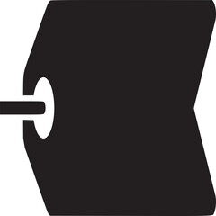 A black price tag with a hole and string on a white background in a simple vector graphic style