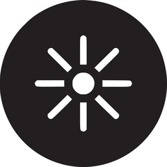 A graphic of a black circle containing a white asterisk like shape in the center on a white background