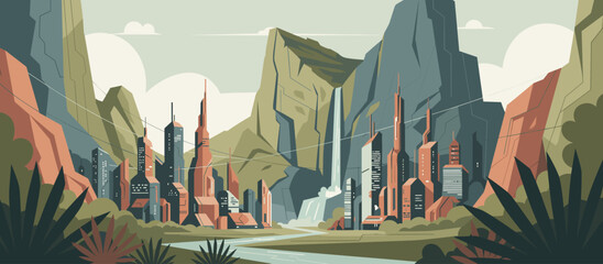 Traditional Asian calligraphy and painting tools set with brushes, inkstone, and water droppers on a patterned surface, illustrated in a classic artistic style with bold outlines