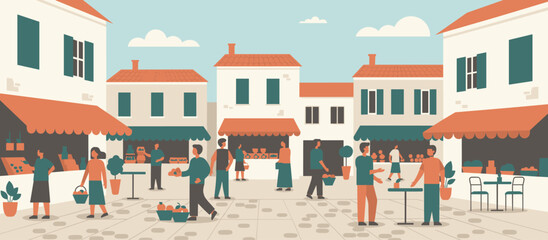 Serious middle-aged man with a beard peeks from behind a wooden door, his intense gaze creating a mysterious and dramatic mood in a comic book illustration style