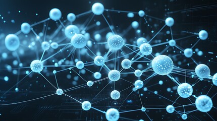 Glowing blue network connections in futuristic digital landscape