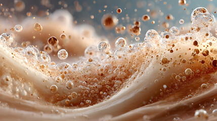 Abstract foam and bubbles texture of birch beer beverage overlay