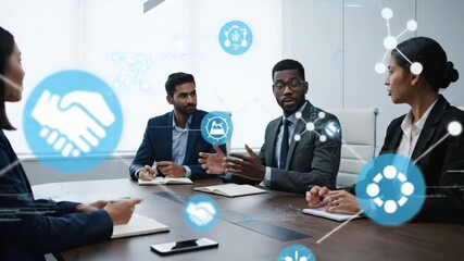 Business professionals engage in productive corporate meeting on networking and teamwork - Powered by Adobe