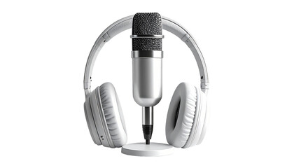 Microphone and Headphones Isolated on Transparent Background