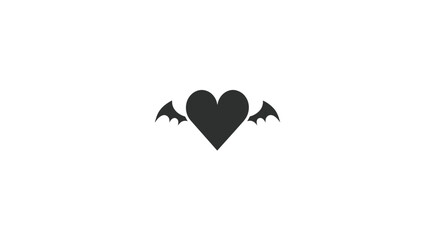 Gothic dark heart with bat wings vector icon. Spooky love symbol illustration for Halloween, fantasy, and mystery designs.