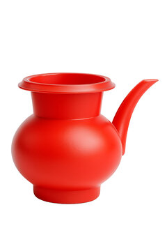 Red Plastic Water Pot or Badna Isolated on Transparent Background for Bathroom and Hygiene
