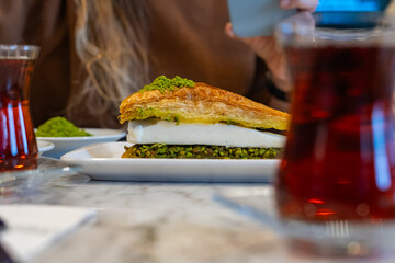 Turkish Delight and Baklava Ramadan Background Photo, Traditional Ramadan Ottoman Cuisine Desserts, &Uuml;sk&uuml;dar Istanbul, Turkiye (Turkey)