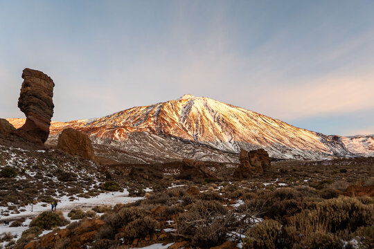 Sunrise in Teide National Park with snow