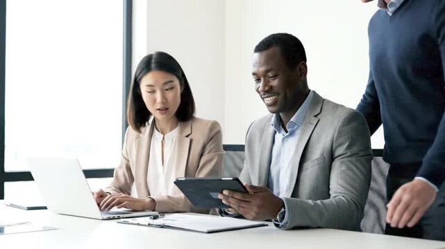 Modern Business Team Working in Corporate Office Environment