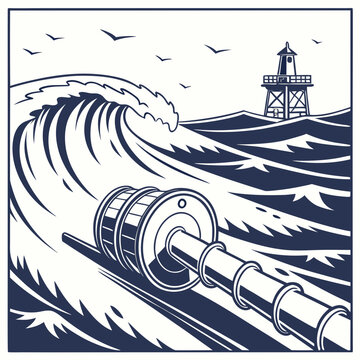 Wave Energy Device with a Lighthouse in the Sea