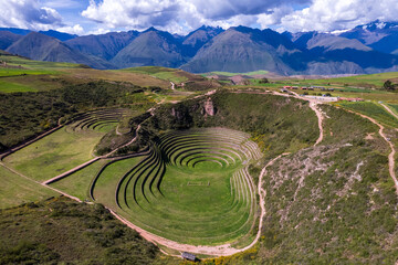 Giant Amphitheater, Divided by Agricultural Terraces Built in Depressions or Giant Natural Holes known as the Moray Archaeological Site in Cuzco, Peru