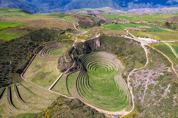 Giant Amphitheater, Divided by Agricultural Terraces Built in Depressions or Giant Natural Holes known as the Moray Archaeological Site in Cuzco, Peru