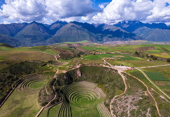 Giant Amphitheater, Divided by Agricultural Terraces Built in Depressions or Giant Natural Holes known as the Moray Archaeological Site in Cuzco, Peru